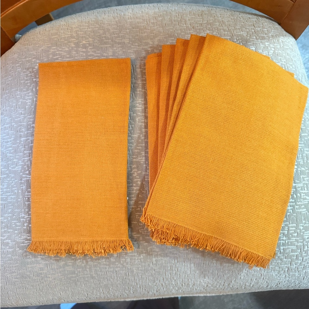 Set of Orange Fringe Napkins